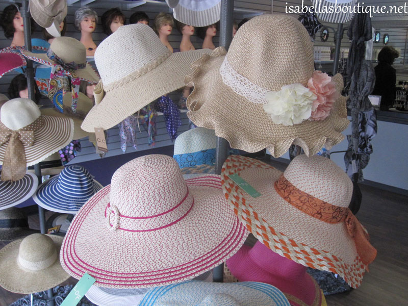 Hats at Isabella's Boutique a Rhode Island wig store.